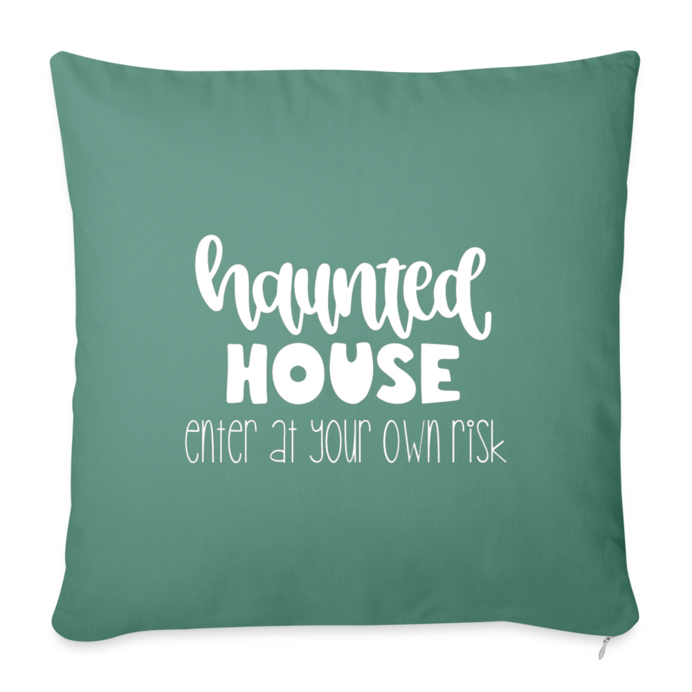 Haunted House Throw Pillow Cover 18” x 18” - cypress green