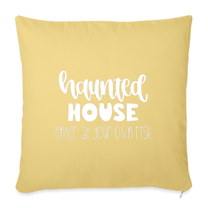 Haunted House Throw Pillow Cover 18” x 18” - washed yellow