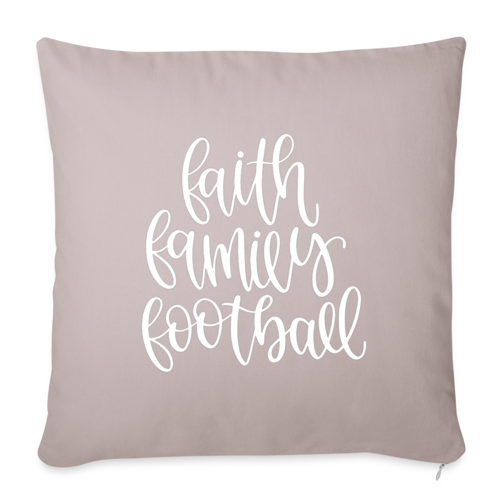 Faith Family Football Throw Pillow Cover 18” x 18” - light taupe