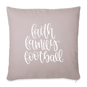 Faith Family Football Throw Pillow Cover 18” x 18” - light taupe