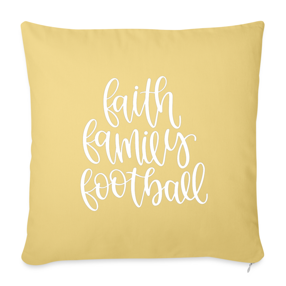 Faith Family Football Throw Pillow Cover 18” x 18” - washed yellow