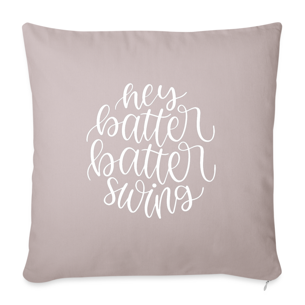 Hey Batter Batter Swing Throw Pillow Cover 18” x 18” - light taupe