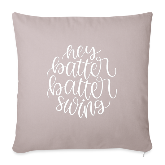 Hey Batter Batter Swing Throw Pillow Cover 18” x 18” - light taupe