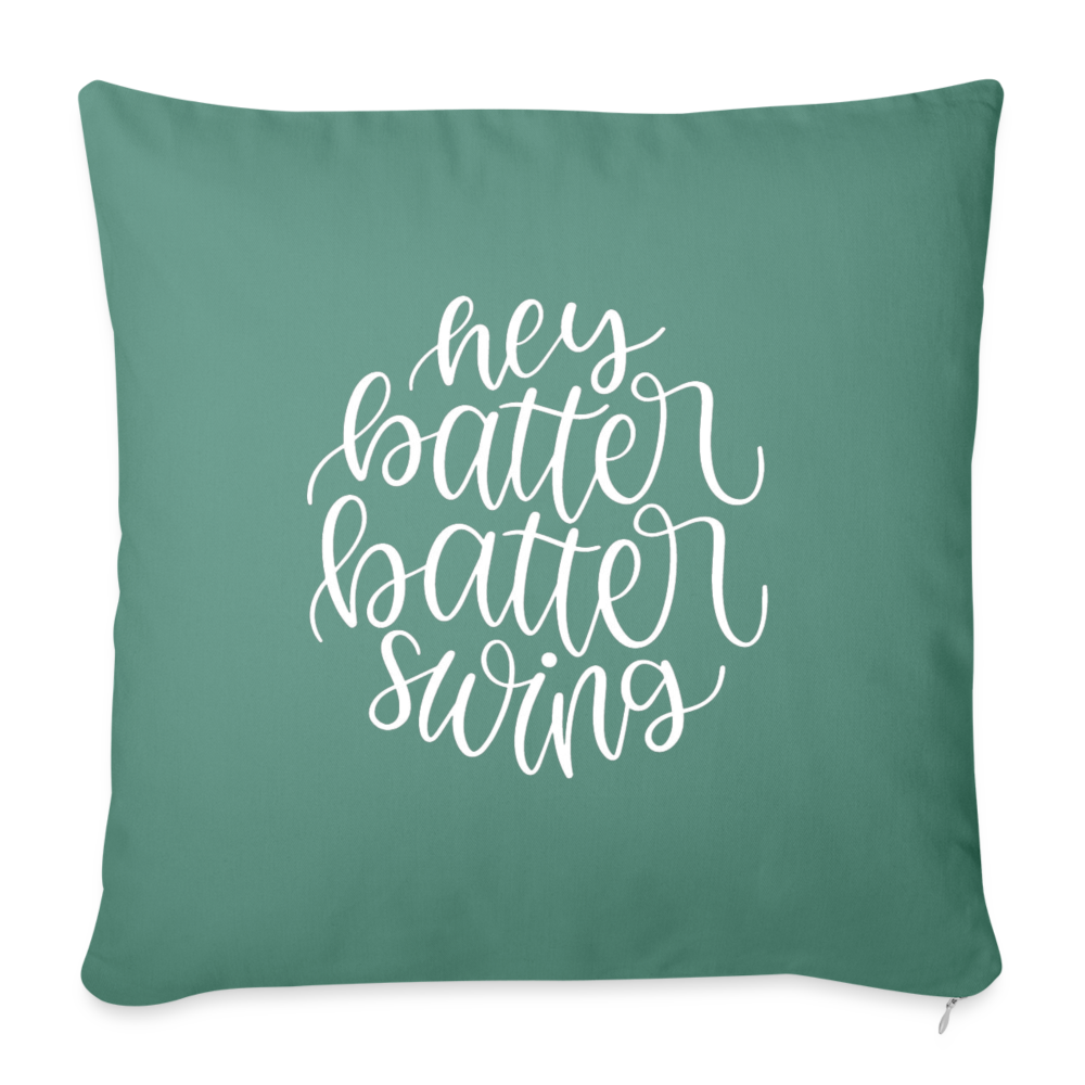 Hey Batter Batter Swing Throw Pillow Cover 18” x 18” - cypress green