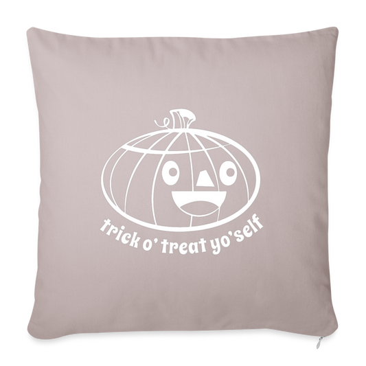 Trick Or Treat Yo Self Throw Pillow Cover 18” x 18” - light taupe