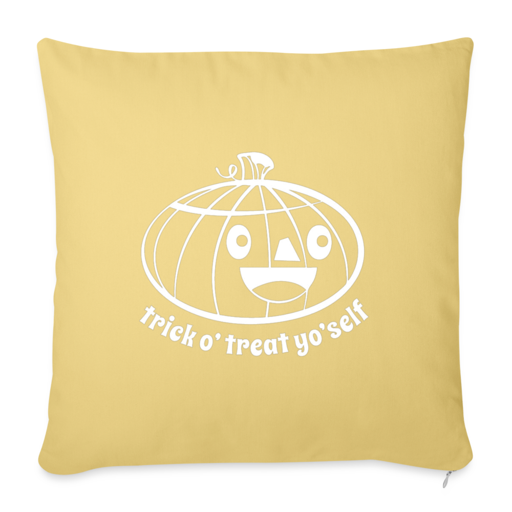 Trick Or Treat Yo Self Throw Pillow Cover 18” x 18” - washed yellow
