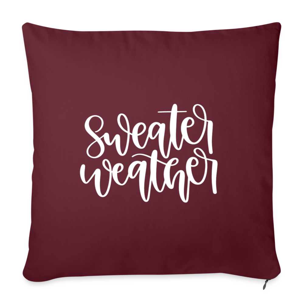 Sweater Weather Throw Pillow Cover 18” x 18” - burgundy
