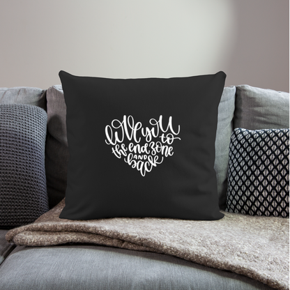 Love You To The End Zone And Back Throw Pillow Cover 18” x 18” - black