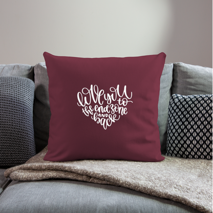 Love You To The End Zone And Back Throw Pillow Cover 18” x 18” - burgundy